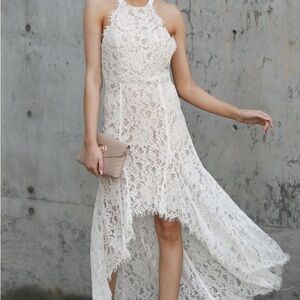 White Lace High-Low Dress